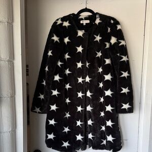 Fever Black and White Star Teddy Jacket